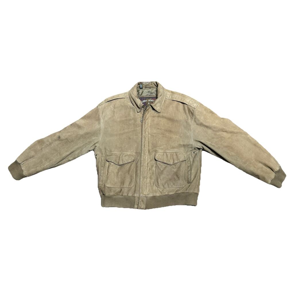 Vintage Global Identity G-III Leather Bomber Jacket Brown Men’s M Distressed